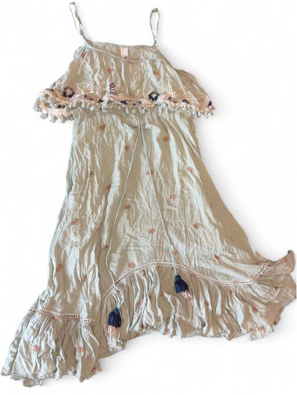 Women's Green and Cream Dress